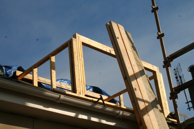 by lunchtime the outline of the new dormer was there