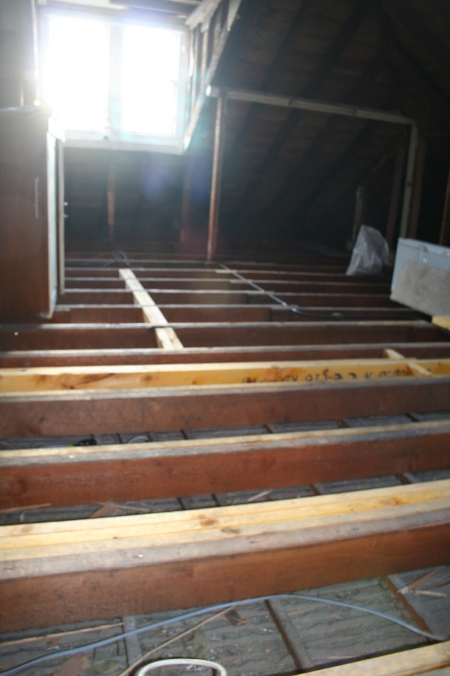 view from the top of stairs today