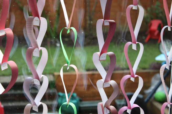 Beautiful hearts made by Karen and the gang. Photo by Karen too.