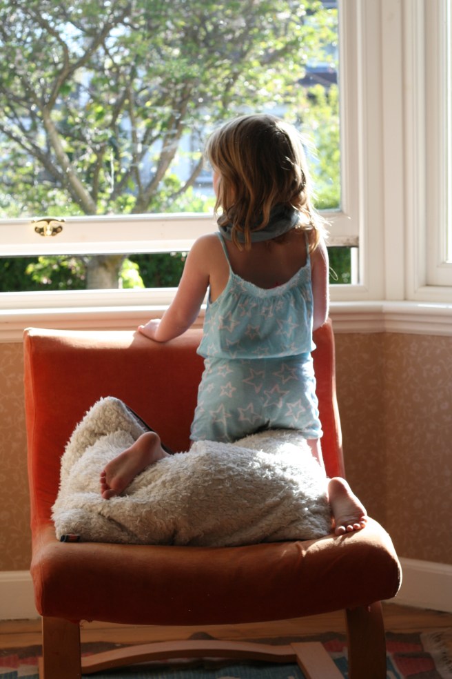 H looking out - yes, it was that sunny today, gorgeous