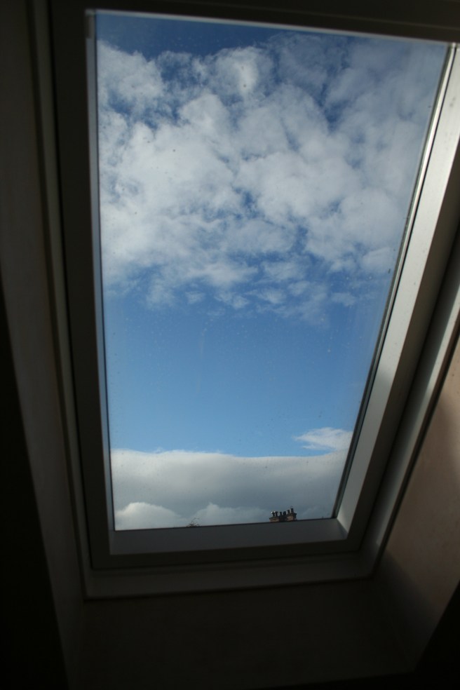 blue skies through the skylight