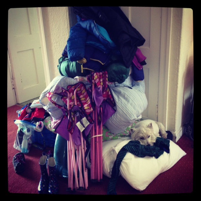 spot the dog.. all this for 2 nights (no clothes in this pile)