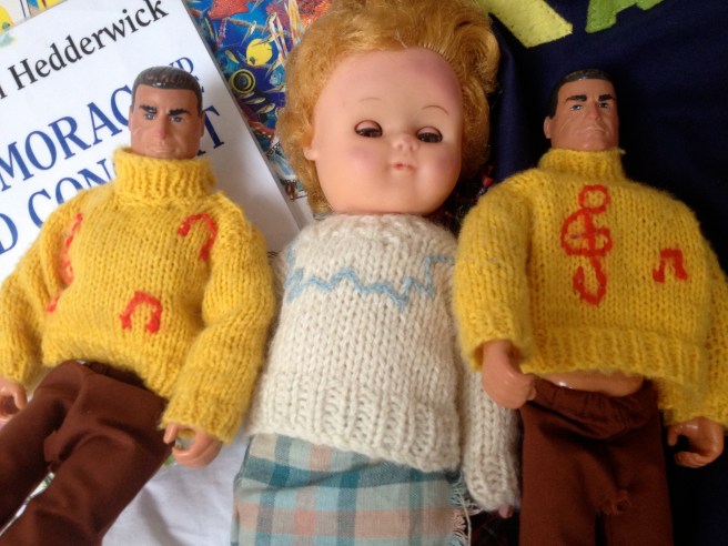 Katie Morag with her Uncles, Sven and Sean who are proffesional musicians